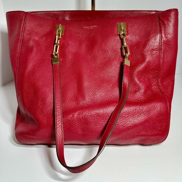 henri bendel Handbags - Henri Bendel Red Leather Shoulder Bag with Gold Hardware